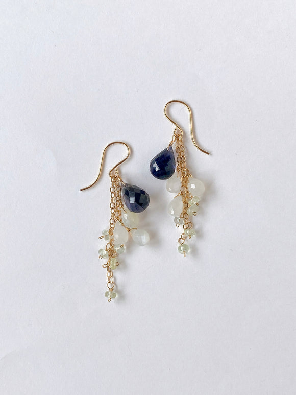 アイオライトとホワイトムーン、クリソベリルのピアス