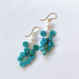 ソノランターコイズとアコヤベビーパールのしゃらしゃらピアス