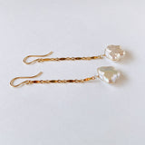 butterfly pearl bar chain earrings 