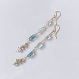 アクアマリンとアコヤケシパールのロングピアス