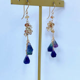 フローライトとナチュラルジルコンのピアス