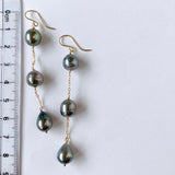 Three long South Sea pearl earrings 