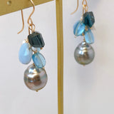 South sea pearl blue bouquet earrings 