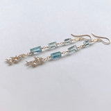 アクアマリンとアコヤケシパールのロングピアス