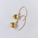 コンケーブオクタゴンカットシトリンの一粒ピアス