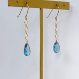 ロンドンブルートパーズのダイヤチェーンのピアス