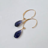 アイオライトの一粒ピアス　マーキスフック