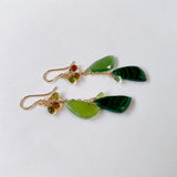 Green earrings with malachite, serpentine and petrol tourmaline