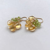 シトリンとペリドットのふさふさピアス