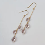 アフガニスタンフローライトのトリプルピアス　ピンク