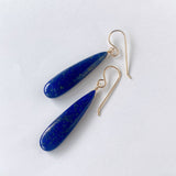 大きなラピスラズリの一粒ピアス