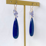 大きなラピスラズリとタンザナイトのブーケピアス