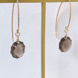 スモーキークォーツの一粒ピアス