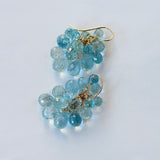 アクアマリンのボンボンピアス