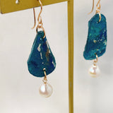 ローマングラスとアコヤパールのピアス