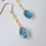 ロンドンブルートパーズのダイヤチェーンのピアス