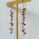 スピネルのフリンジロングピアス