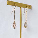 Golden rutilated quartz bar chain earrings