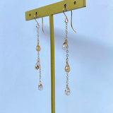 ルチルクォーツの3連ピアス