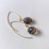 スモーキークォーツの一粒ピアス