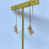 ルチルクォーツのバーチェーンピアス