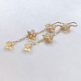 ラウンドカットオパールとアコヤベビーパールのロングピアス