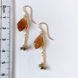 Golden shine moonstone and brown diamond earrings 