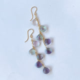 フローライトの五連ロングピアス　パープル