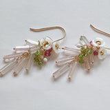 ピンクトルマリンのピンクブーケピアス