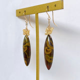 Fruit jasper and yellow aquamarine bouquet earrings