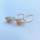 Single large drop freshwater pearl earrings 