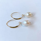 Single large drop freshwater pearl earrings 