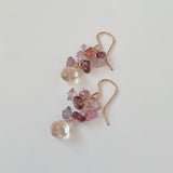 トパーズとスピネルのブーケピアス