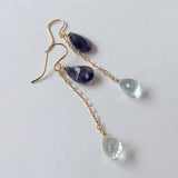 アイオライトとアクアマリンのピアス