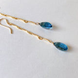 Concave London Blue Topaz Bar Chain Earrings 