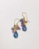 コンケーブカット ロンドンブルートパーズ とサファイアのブーケピアス