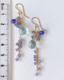 Large aquamarine and tanzanite long earrings