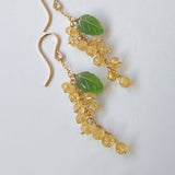 ヘリオドールとサーペンティンのミモザピアス