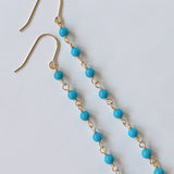 スリーピングビューティーターコイズの丸玉小ステーションロングピアス