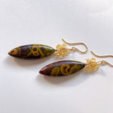 Fruit jasper and yellow aquamarine bouquet earrings