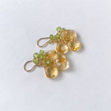 シトリンとペリドットのふさふさピアス