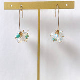 【YN様専用】ラウンドカットオパールとソノランターコイズのフープピアス