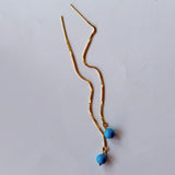 スリーピングビューティーターコイズの丸玉アメリカンピアス