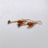 Golden shine moonstone and brown diamond earrings 