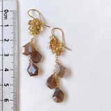 Chocolate moonstone and natural zircon earrings