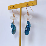 カイヤナイトとムーンストーンのブーケピアス