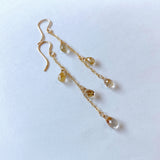 ルチルクォーツの3連ピアス