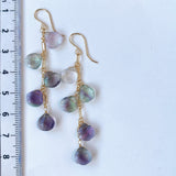 フローライトの五連ロングピアス　パープル