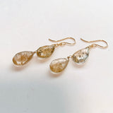 ゴールデンルチルクォーツのダブルピアス