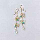 ラウンドカットオパールとソノランターコイズのロングピアス